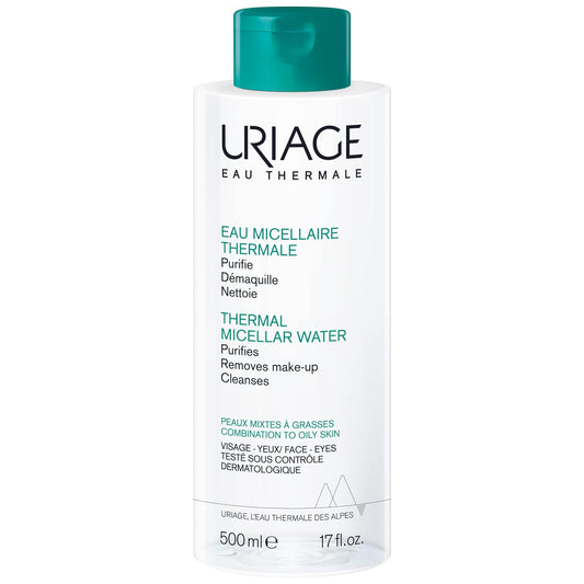Thermal Micellar Water Combination & Oily Skin 17 fl.oz. | Oil- free Cleansing Care that Removes Excess of Oil, Dirt and Makeup | Gentle Waterproof Makeup Remover, Suitable for Sensitive Skin