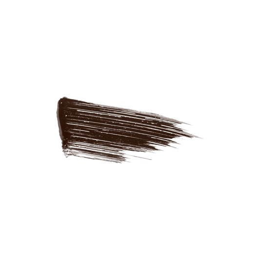 A stroke of brown paint on a white background.